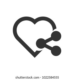 Heart icon with share sign isolated on white background. Social media symbol modern, simple, vector, icon for website design, mobile app, ui. Vector Illustration