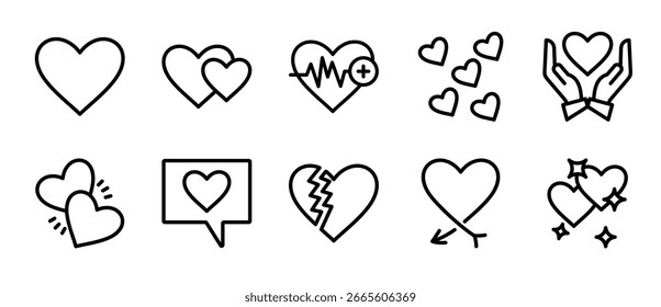 Heart icon sheet multiple concept collection