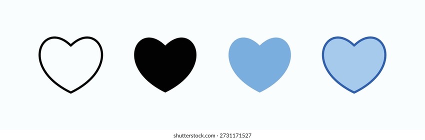 Vector aislado de la colección del estilo múltiple de la hoja del icono del corazón