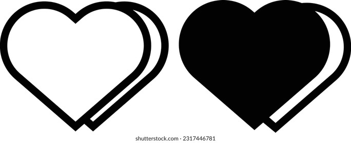 Heart icon sheet, simple trendy flat style line and solid Isolated vector illustration on white background. For apps, logo, websites, symbol , UI, UX, graphic and web design. EPS 10.