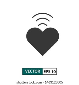 Heart icon with signal bar. Isolated on white background. Vector illustration EPS 10