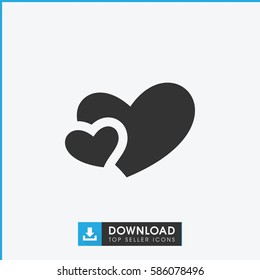 heart icon. Simple filled heart icon. On white background.
