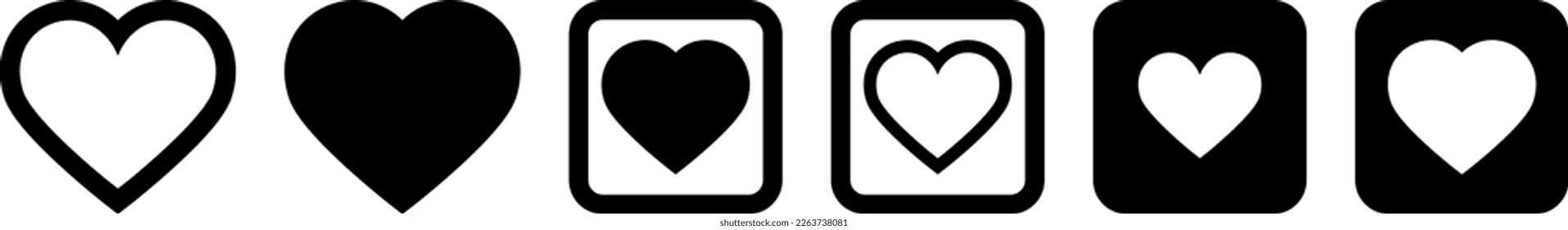 Heart. A heart icon. Simple illustration in black, filled and transparent.