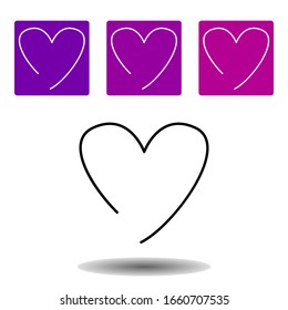un icono cardíaco. Esquema simple vector de amor púrpura establecido para UI y UX, sitio web o aplicación móvil