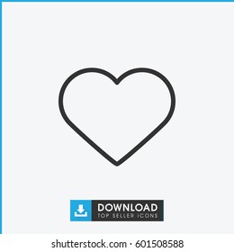 heart icon. simple outline heart vector icon. on white background.