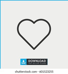 heart icon. simple outline heart vector icon. on white background.