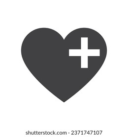 Heart icon simple silhouette flat style vector illustration on white background.