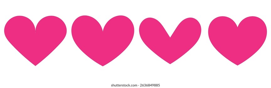 Heart icon sketch doodle illustration set. Black and white collection. Romantic Heart bonds. Feeling love. Silhouette of blank heart. Everlasting beating heart.