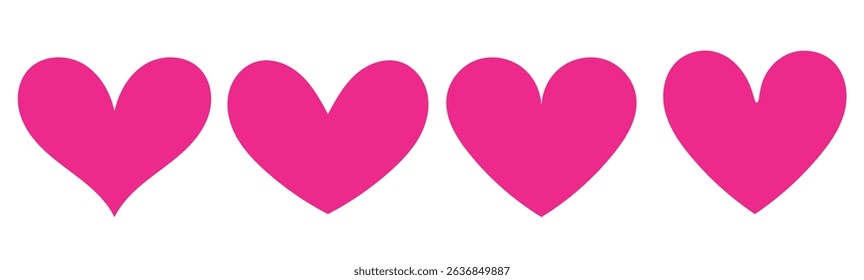 Heart icon sketch doodle illustration set. Black and white collection. Romantic Heart bonds. Feeling love. Silhouette of blank heart. Everlasting beating heart.