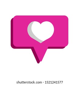 Heart icon in speech bubble. Love concept. Vector illustration