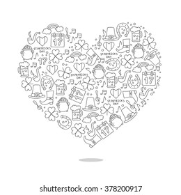 Heart of icon of St. Patrick. Excellent gift card. Vector illustration on white background.
