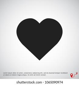 Heart icon, stock vector illustration flat design style