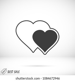 Heart icon, stock vector illustration flat design style
