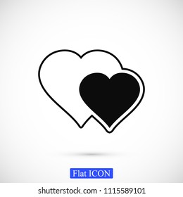 Heart icon, stock vector illustration flat design style