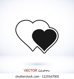 Heart icon, stock vector illustration flat design style