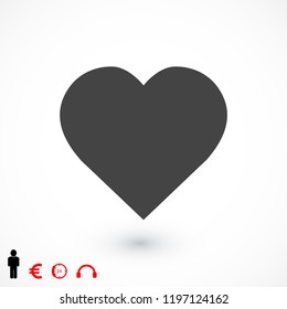 Heart icon, stock vector illustration flat design style