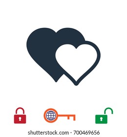 Heart icon, stock vector illustration flat design style