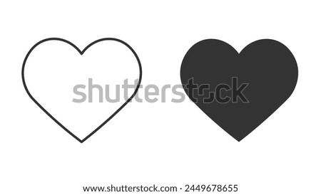 Heart Icon With Stroke and Silhouette Shapes