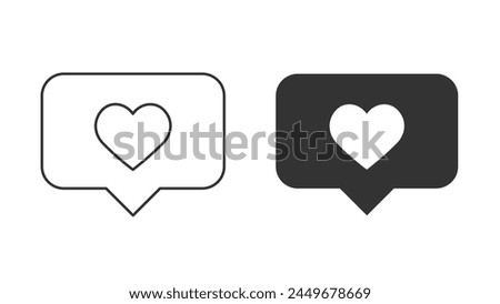 Heart Icon With Stroke and Silhouette Shapes
