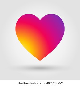 Heart Icon In Style Of Instagram Banner 2023 Sunset Smartphone Android Icon. Phone Icon Shadow Like Button Love Sign Instagram Colorful Smooth Gradient Rainbow Heart. Instagram Social Media App Design