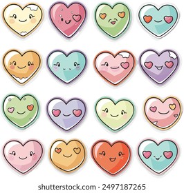 heart icon symbol cartoon pastel art illustration