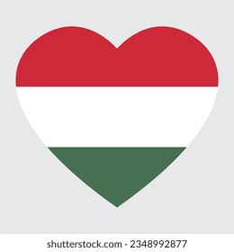 Heart icon symbol with flag of Hungary illustration vector.Hungary heart shape flag.
