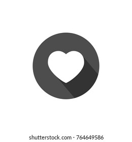 heart icon, symbol of love, flat design vector with drop shadow