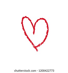 Heart icon, symbol of love, hand drawn textured vector