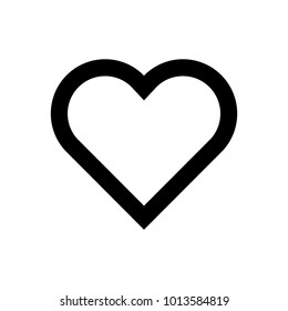 Heart Icon. Symbol Of Love And Saint Valentines Day. Simple Flat Black Thick Outline Vector Shape.