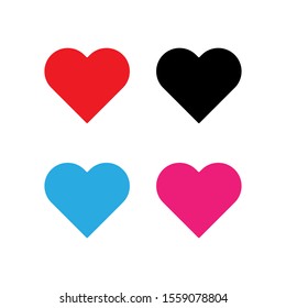 Heart icon symbol set. Red black blue pink silhouette isolated on white background. Vector illustration image.