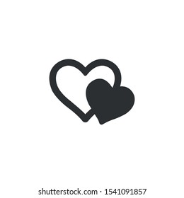 Heart icon. Heart symbol. Two hearts icon isolated. Vector illustration