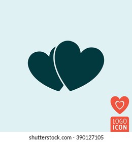 Heart icon. Heart symbol. Two hearts icon isolated. Vector illustration