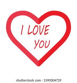 Heart icon with text i love you flat design illustration