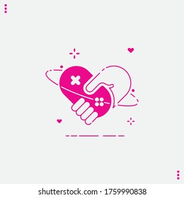 A heart icon that resembles a Joystick game. Vector illustration