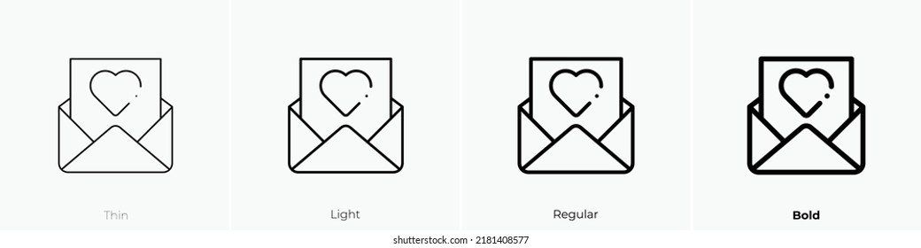 heart icon. Thin, Light Regular And Bold style design isolated on white background