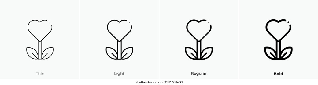 icono del corazón. Diseño delgado, ligero y audaz aislado en un fondo blanco