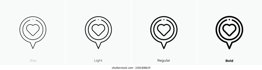 heart icon. Thin, Light Regular And Bold style design isolated on white background
