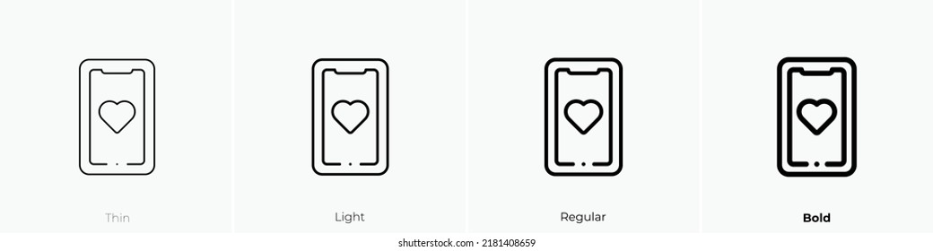 icono del corazón. Diseño delgado, ligero y audaz aislado en un fondo blanco