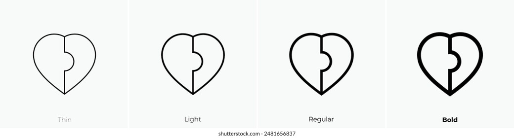 heart icon. Thin, Light Regular And Bold style design isolated on white background