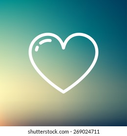Heart icon thin line for web and mobile, modern minimalistic flat design. Vector white icon on gradient  mesh background.