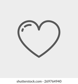 Heart icon thin line for web and mobile, modern minimalistic flat design. Vector dark grey icon on light grey background.