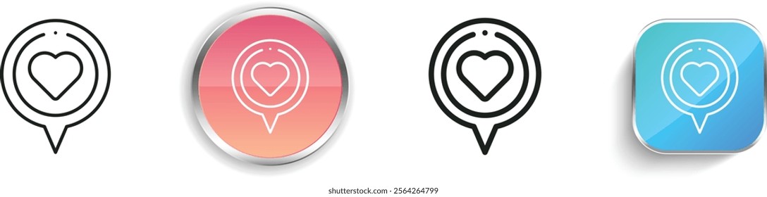 heart icon. Thin Linear, Regular and Button Style Design Isolated On White Background