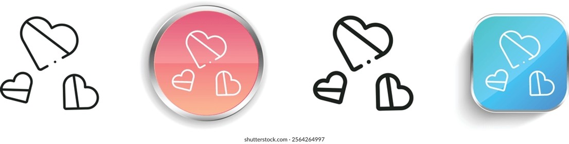 heart icon. Thin Linear, Regular and Button Style Design Isolated On White Background