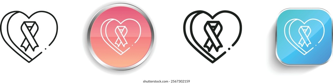 heart icon. Thin Linear, Regular and Button Style Design Isolated On White Background