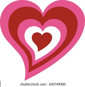 Heart icon with three layer pink and red