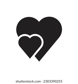 Icono del corazón en diseño plano de moda.