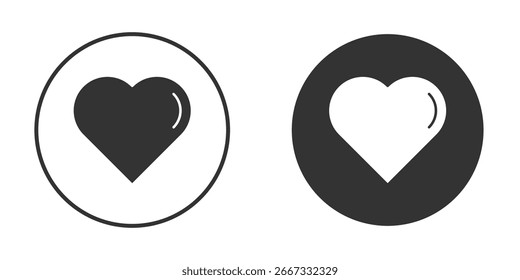 Heart icon in trendy flat design versions in black and white.