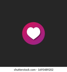 Icono del corazón en estilo plano moderno aislado en fondo negro. Ilustración del vector