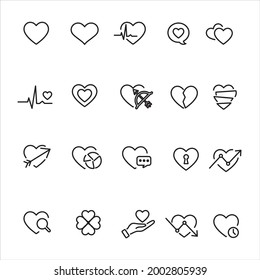 Heart Icon in trendy outline style isolated on white background. 
Heart symbol for your web site design, logo, app, UI.
 Vector illustration.editable vector.