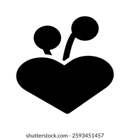 Heart icon with two tentacles on top, featuring a unique and playful design. Ideal for love, fantasy, and creative themes.